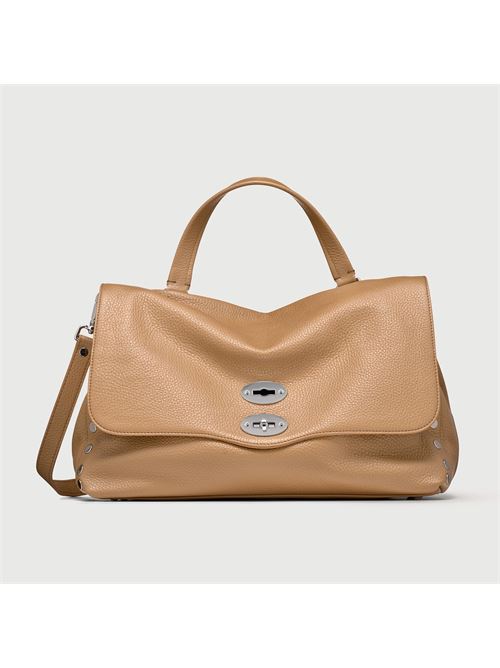 BORSA POSTINA® MEDIUM IN PELLE MARTELLATA BROWN CAPPUCCINO ZANELLATO | 068010-0040000MZ0261