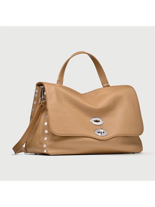 BORSA POSTINA® MEDIUM IN PELLE MARTELLATA BROWN CAPPUCCINO ZANELLATO | 068010-0040000MZ0261