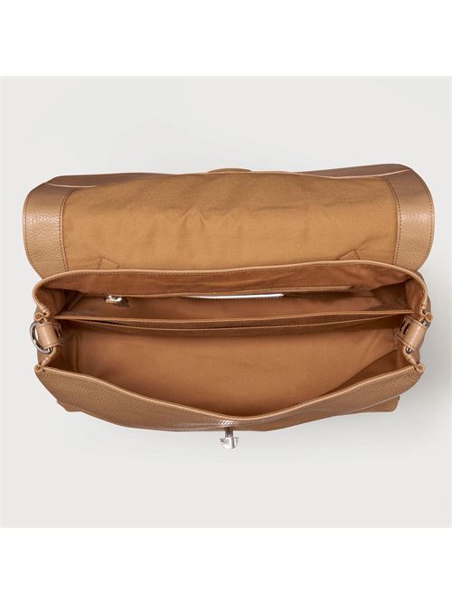 BORSA POSTINA® MEDIUM IN PELLE MARTELLATA BROWN CAPPUCCINO ZANELLATO | 068010-0040000MZ0261