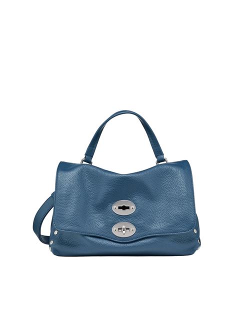 BORSA POSTINA® SMALL IN PELLE MARTELLATA BLUE PAVON