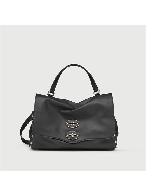 BORSA POSTINA® SMALL IN PELLE LISCIA BLACK LAVAGNA<BR/>