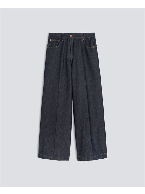 PANTALONE WIDE LEG IN DENIM - DENIM<BR/>