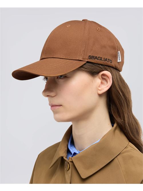 CAPPELLO IN GABARDINE DI COTONE CON LETTERING SBAGLIATO - TABACCO ASPESI | 2C01D10310085
