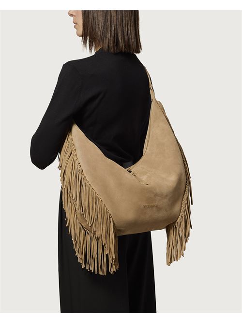 Borsa Isola Peach Fringe Large a spalla in suede ORCIANI | B02226PFGBIS