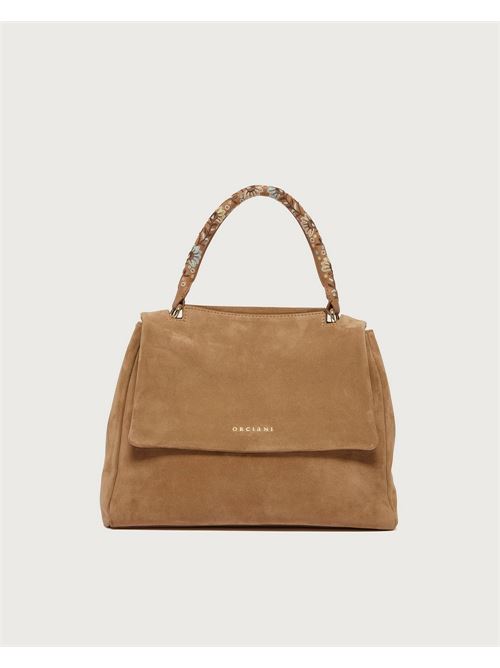 Borsa Sveva Peach Flowers Midi a spalla in suede con tracolla ORCIANI | BT2006PEFBIS