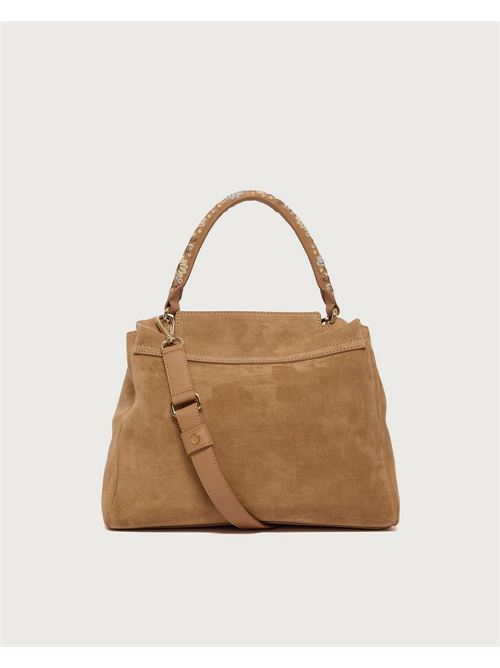 Borsa Sveva Peach Flowers Midi a spalla in suede con tracolla ORCIANI | BT2006PEFBIS